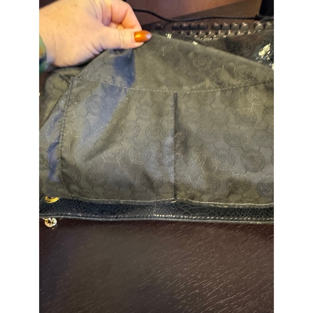 Michael Kors Black Python Snakeskin Embossed Leat… - image 9